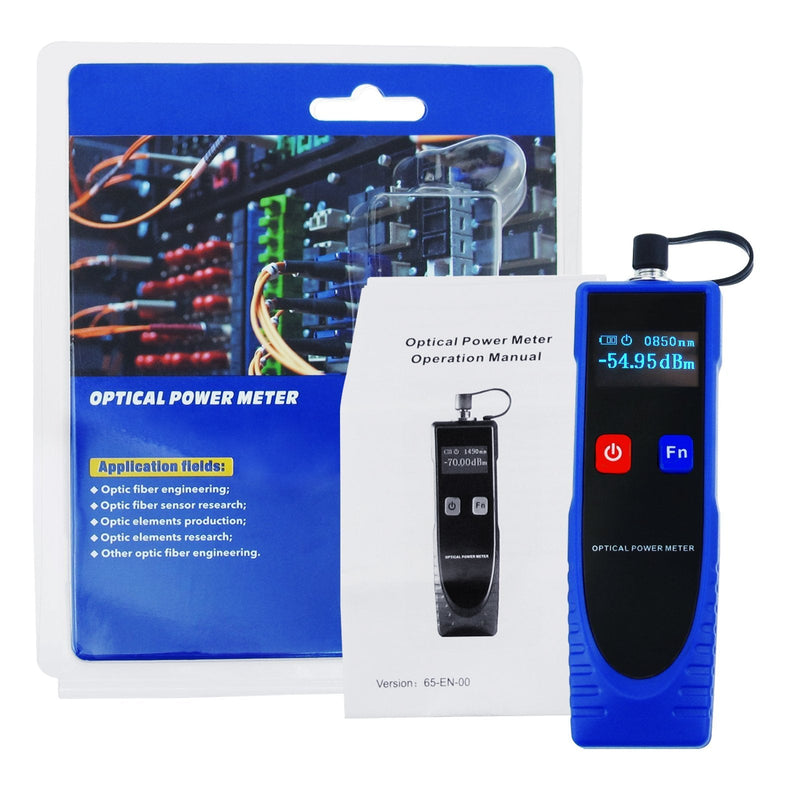 [Australia - AusPower] - OPM Optical Power Meter Digital Power Factor Meter, -70 ~ 6dBm with 6 Optic Wave Length, Portable Fiber Optic Cable Tester with FC converter for FC/SC/ST blue 