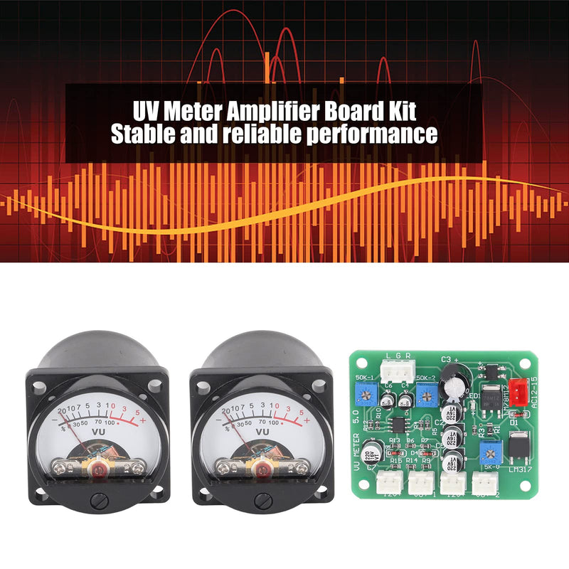 VU Meter Panel Kit 2PCS VU Meter Warm Back Light Recording Audio Level Amp with Driver Board and Cable for Connect Source Devices