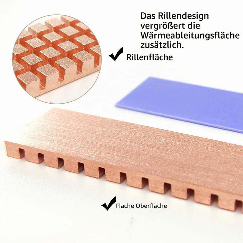 M.2 Heatsink Copper 67x18x6mm 2280 SSD M2 Heatsink Heat Sink with Silicone Based Thermal Pad for Cooling M.2 SSD NVME Laptops Copper:0.24 inch