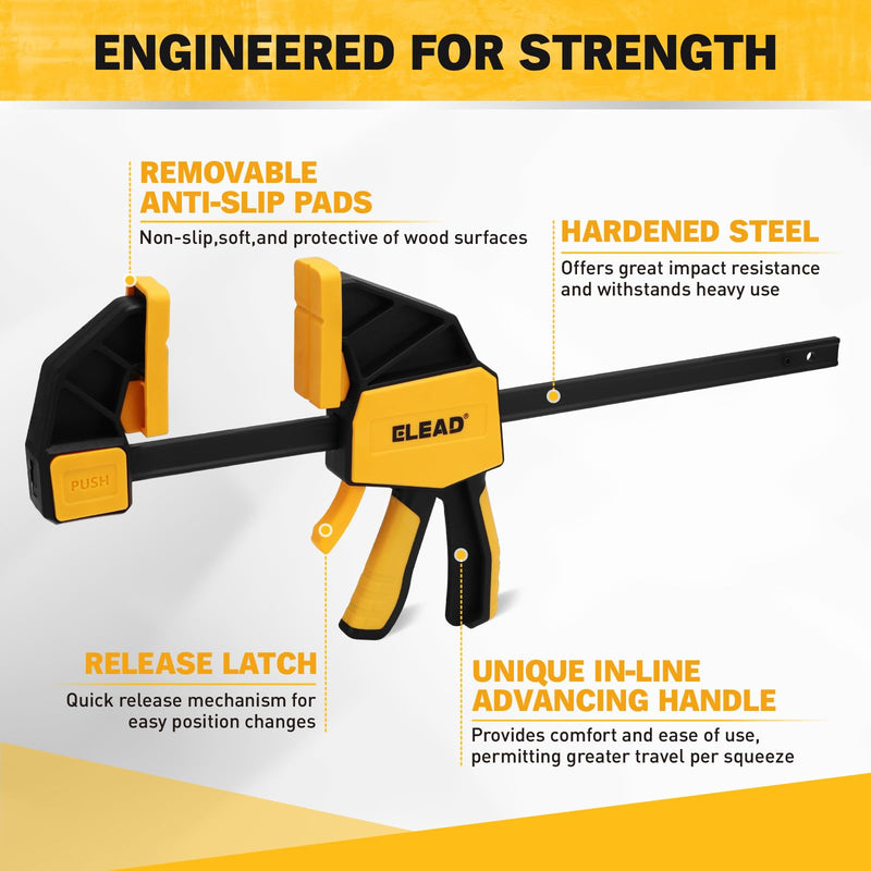 [Australia - AusPower] - 3-Pack 12-Inch Bar Clamp for Woodworking with Leveling Block Clamp, 350LBS Load Limit, Heavy Duty Quick-Release Wood Clamps/Spreader, One-Handed F Clamp for Wood Working 3-Piece long 350lbs 