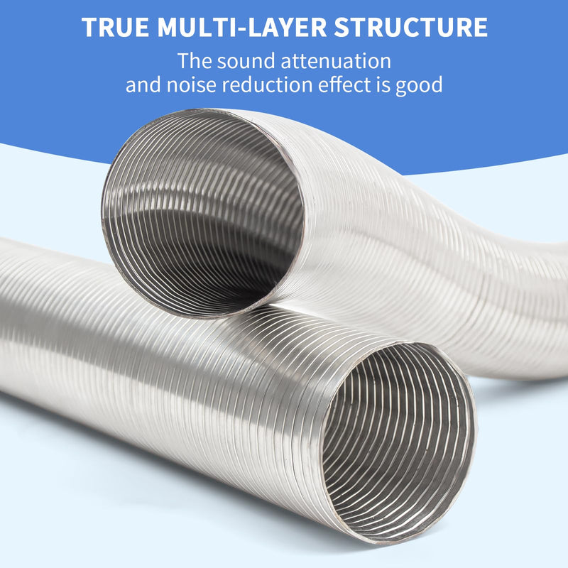 Universal Exhaust Flex Pipe 1.75"[1 3/4"] ID X 16.5"Length 304 stainless steel Exhaust Pipe Can be extended to 20" Comes With Aluminum Foil Tape (2in*75FT),Stainless Steel Cable ties