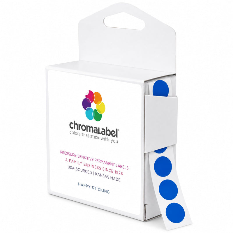 ChromaLabel Blue Dot Stickers, 1/2 Inch Round Color Coding Labels, 1000 Small Dark Blue Sticker Dots in Dispenser Box for Inventory, Office, Classroom, Warehouse, Files and Charts 1/2"