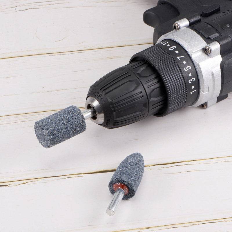 [Australia - AusPower] - uxcell 10 Pcs Abrasive Mounted Stone 1/4" Shank 1.18" Dia Conical Corundum Grinding and Polishing Head for Engraving Rotary Tool 30mm 