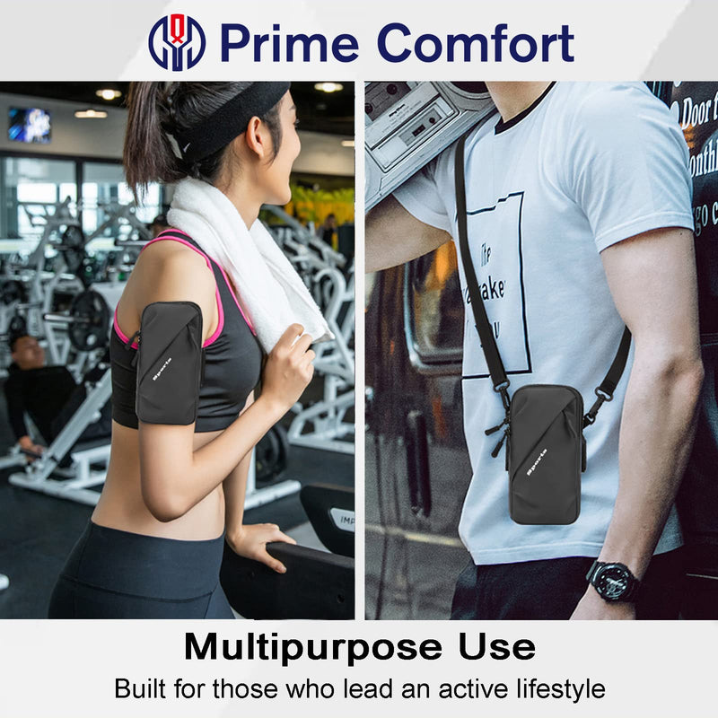 [Australia - AusPower] - Phone Holder, Small Crossbody Shoulder Holsters Bag with Arm Band, Fits iPhone and Android, Use for Running, Walking, Hiking & Biking (6.7 Inches, Black) 