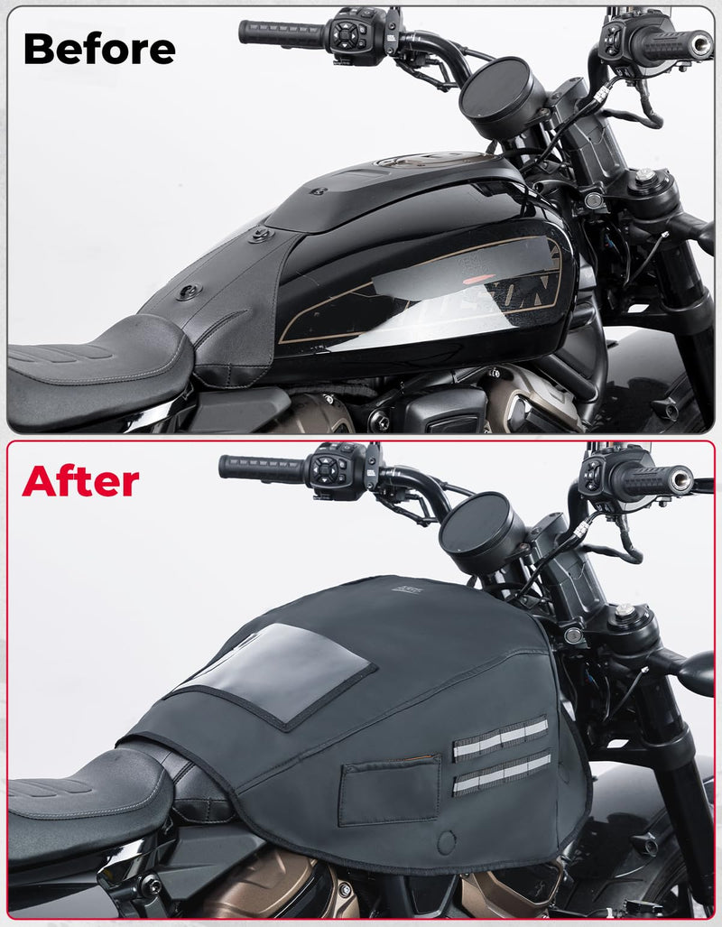 KEMIMOTO Motorcycle Fuel Tank Bag Cover Dustproof Fuel Gas Pad Cover Protector with Strong Retention Compatible with Touring Softail