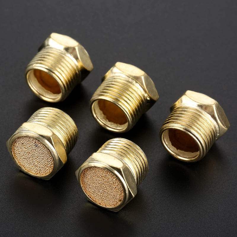 5Pcs Pneumatic Air Breather Vent Silencer Muffler Threaded NPT 3/8"