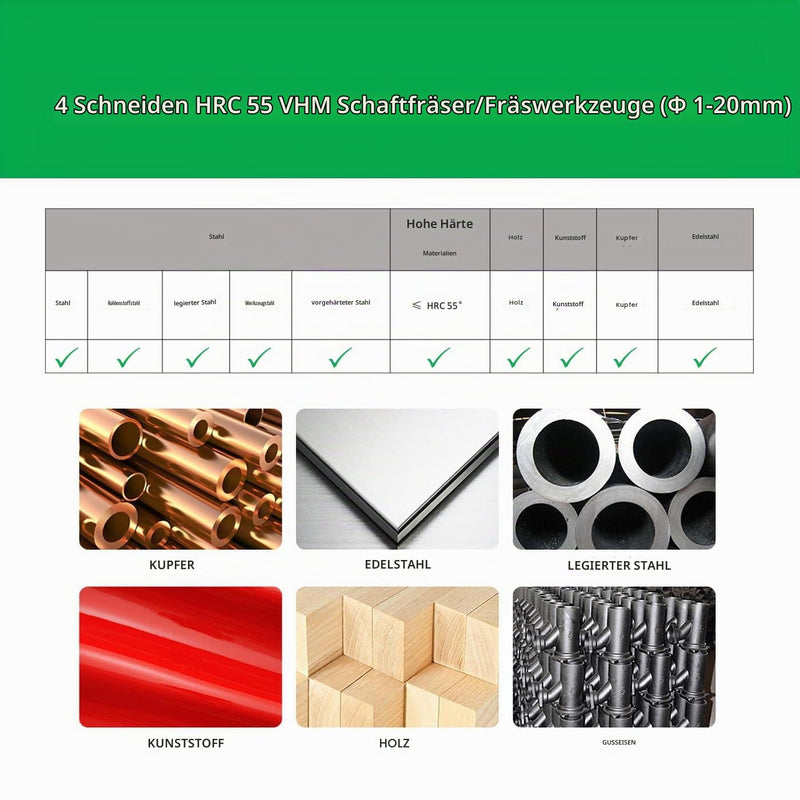 Carbide End Mill 8 mm, 4 Teeth / 4 Cutting Edge CNC Milling Cutter, HRC 55, TiSiN Golden Coating, Solid Carbide Cutter CNC 8 mm for Steel Metal Wood Acrylic Plastic (8 mm) 8mm-1 Stücke