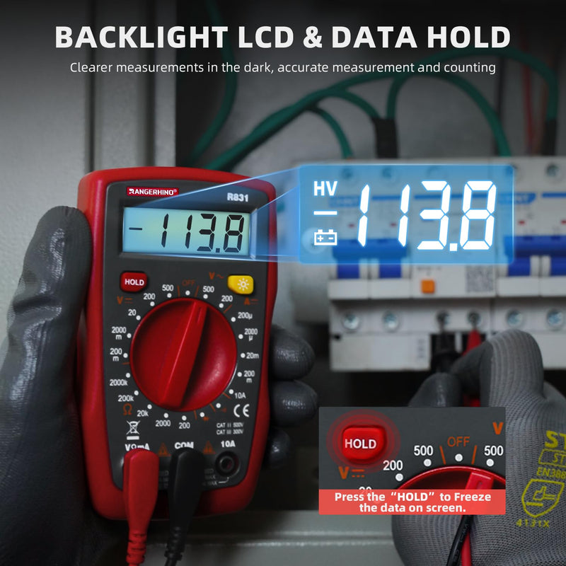 [Australia - AusPower] - Digital Multimeter & Dual Range Voltage Tester & Multimeter Test Leads Set 