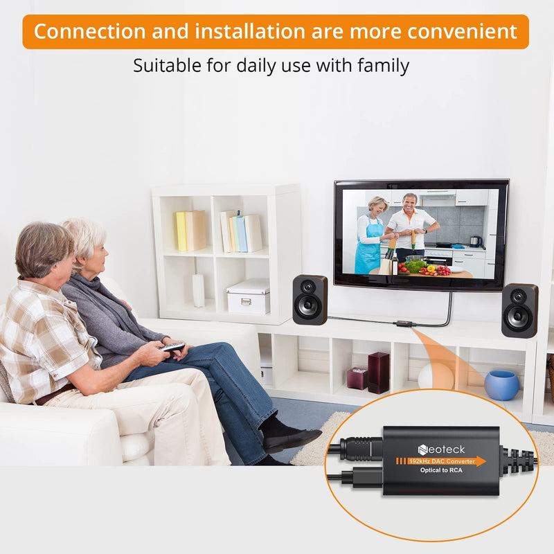 [Australia - AusPower] - Neoteck Optical to RCA Converter 192 KHZ Digital to Analog Audio Converter Optical to RCA Adapter 5.9ft/1.8m Optical Audio to RCA Cable Aluminium Alloy Shell DAC Converter for HDTV Blue-ray PS4 etc 