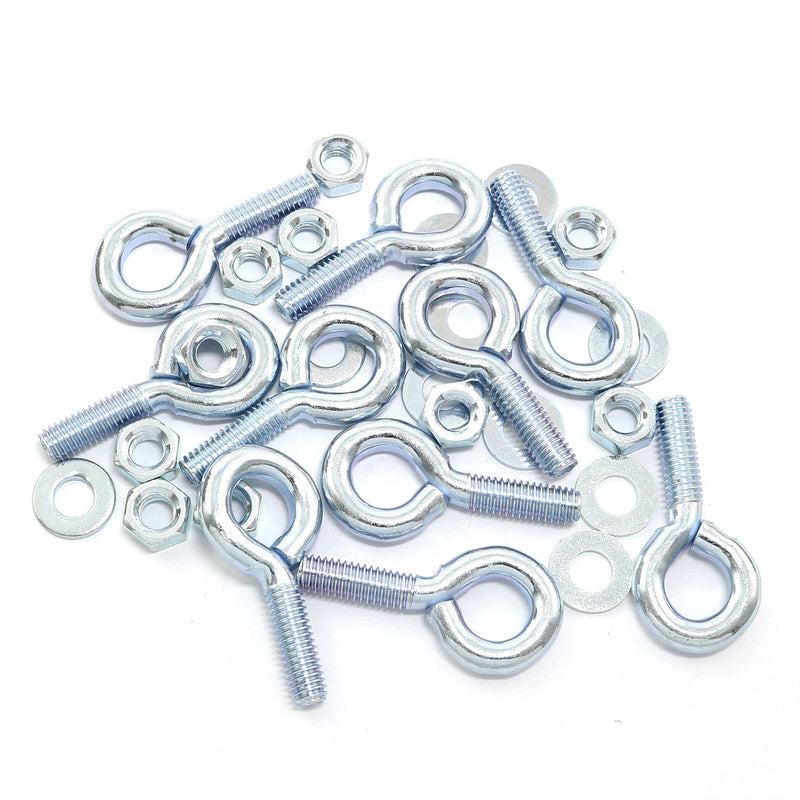 [Australia - AusPower] - 10pcs 1/4" x 3/4" Male Thread Machinery Shoulder Lifting Ring Eye Bolt with Nuts, Marine Grade Expansion 1/4 x 3/4Inch 