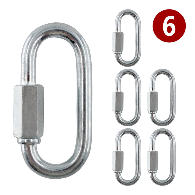 [Australia - AusPower] - 6PCS M6 Carbon Steel Chain Quick Links, M6 Quick Locking Carabiner, 1/4Inch D Shape Locking Quick Chain, 880 LBS Weight Capacity 1/4Inch-6pcs 