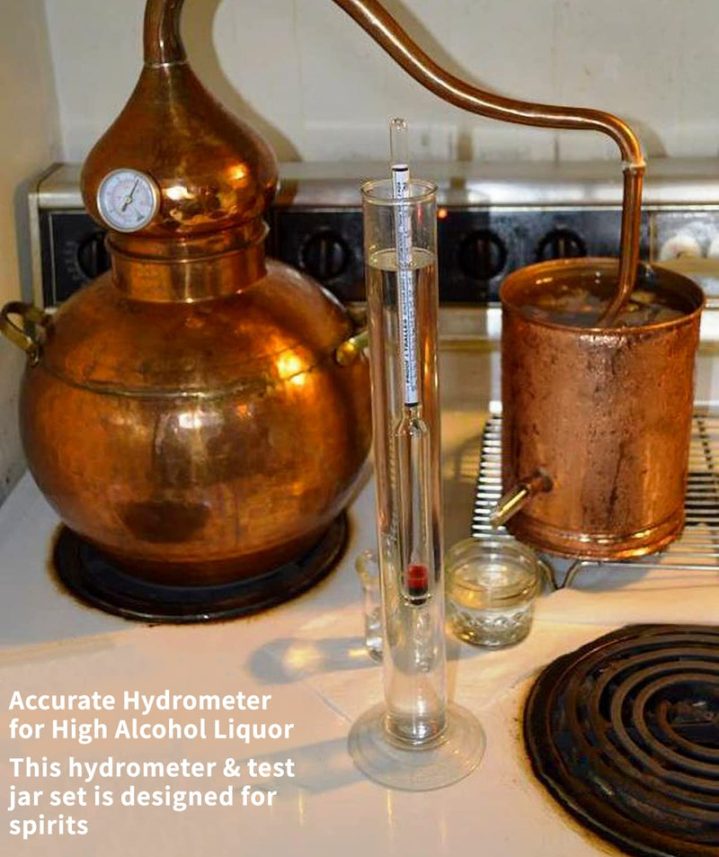 [Australia - AusPower] - Cimalab Hydrometer Alcohol Meter Kit, Hydrometer Alcohol 0-200 Proof & Tralle with Hydrometer Test Jar, Alcohol Proof Tester Hydrometer, Alcohol Tester for Liquor/Moonshine/Spirits/Proofing/Distilled 