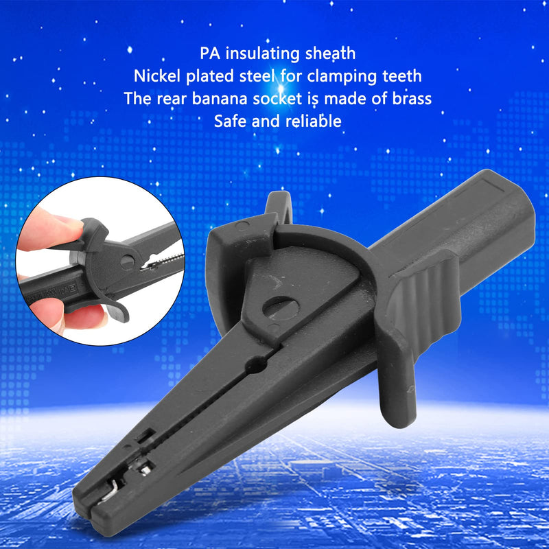 [Australia - AusPower] - Insulated Battery Clamp 20mm Opening 600V to 1000V/10A Current Test Clip for Car Trucks Electrical Projects (Black) Black 
