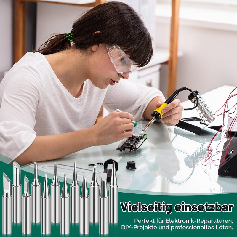 LPZMPZ Soldering Iron Set, 900 m Soldering Tips, Soldering Iron Tips, Lead-Free Soldering Tip, Compatible with Hakko, Yihua, Atten & More, for Soldering Station, Welding, Soldering etc. (Silver) (900M-T) 900M-T