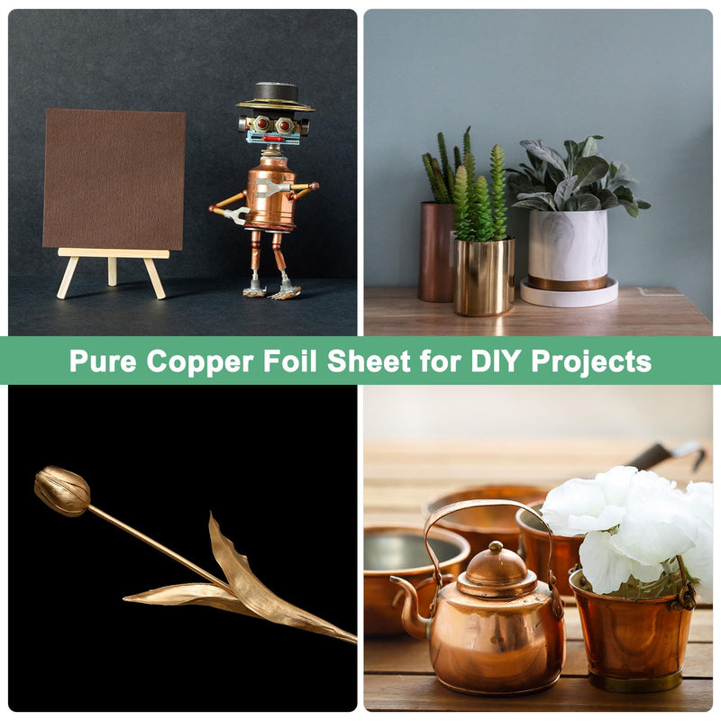 M METERXITY Thin Copper Sheet Roll, 3500mm x 300mm x 0.05mm / 11.5ft x 11.8" x 0.002" (LxWxT) Soft Pure Copper Foil Sheets, Metal Flashing Strip Plate for Crafts/Electricity/DIY Projects 1