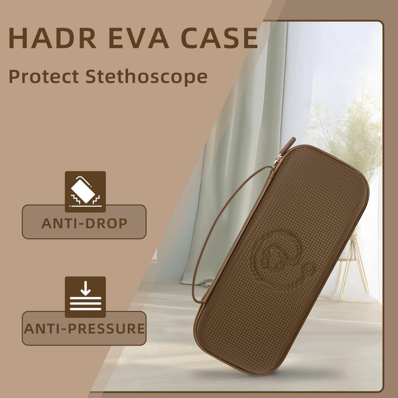 [Australia - AusPower] - Portable Stethoscope Case Compatible with 3M Littmann Classic III, Lightweight II S.E, Cardiology, MDF, Hard Stethoscopes Case with Mesh Pocket for Accessories Medical Scissors Thermometer (Brown) BROWN 