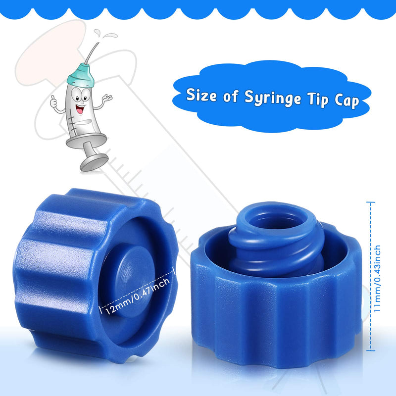 Tenare 500 Pieces Syringe Tip Caps No Needle Luer Connector Cap for Feeding Tubes Lab Supplies, Blue