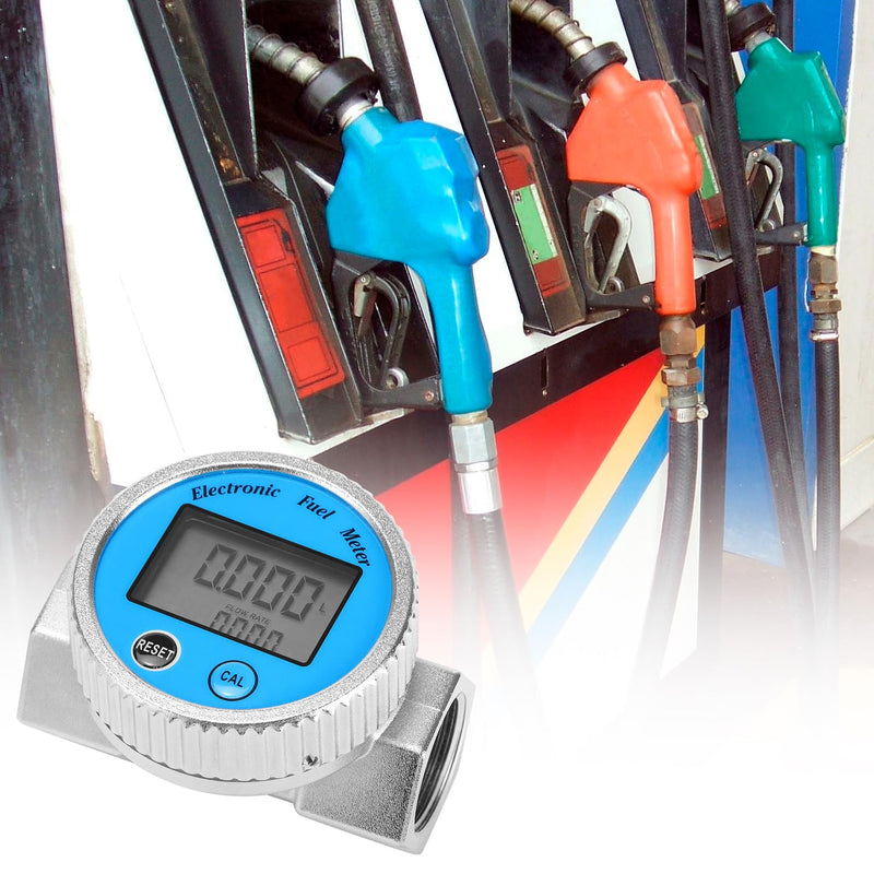 [Australia - AusPower] - QWORK High-Accuracy Digital Turbine Flow Meter, 2.37-26.4min for Water, Diesel, Kerosene, Gasoline, NPT Connection, ±1% Precision, 6RAR Max Pressure 