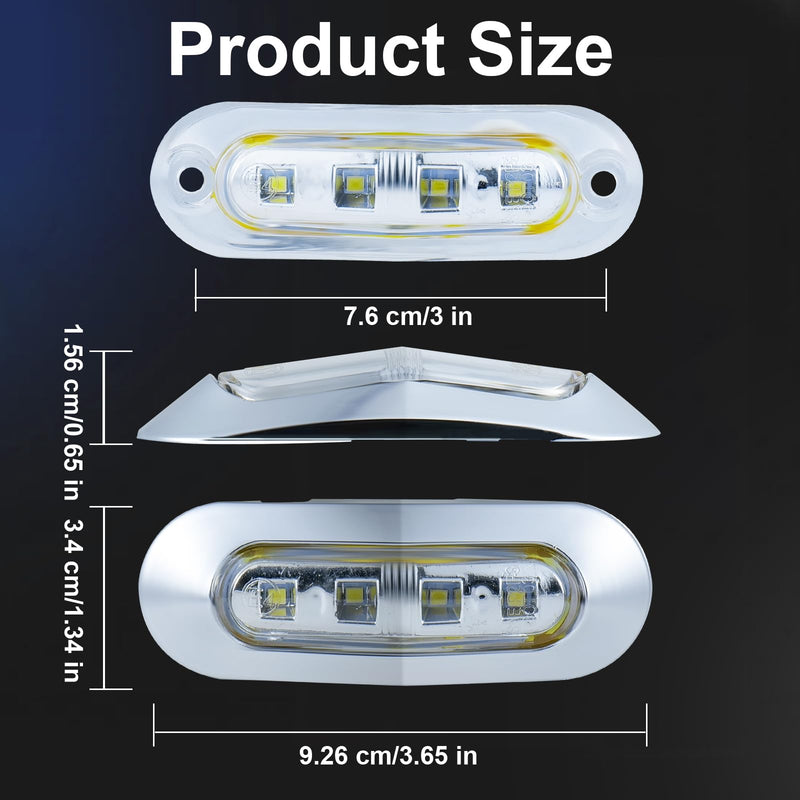 20Pack 3.7 Inch 4 LED Marine Boat Interior Lights, DC12-24V Waterproof Courtesy Lamp Deck Transom Stern Cabin Navigation Lighting for Fishing Pontoon Yacht Kayak Sailboat - Blue & White Blue, White