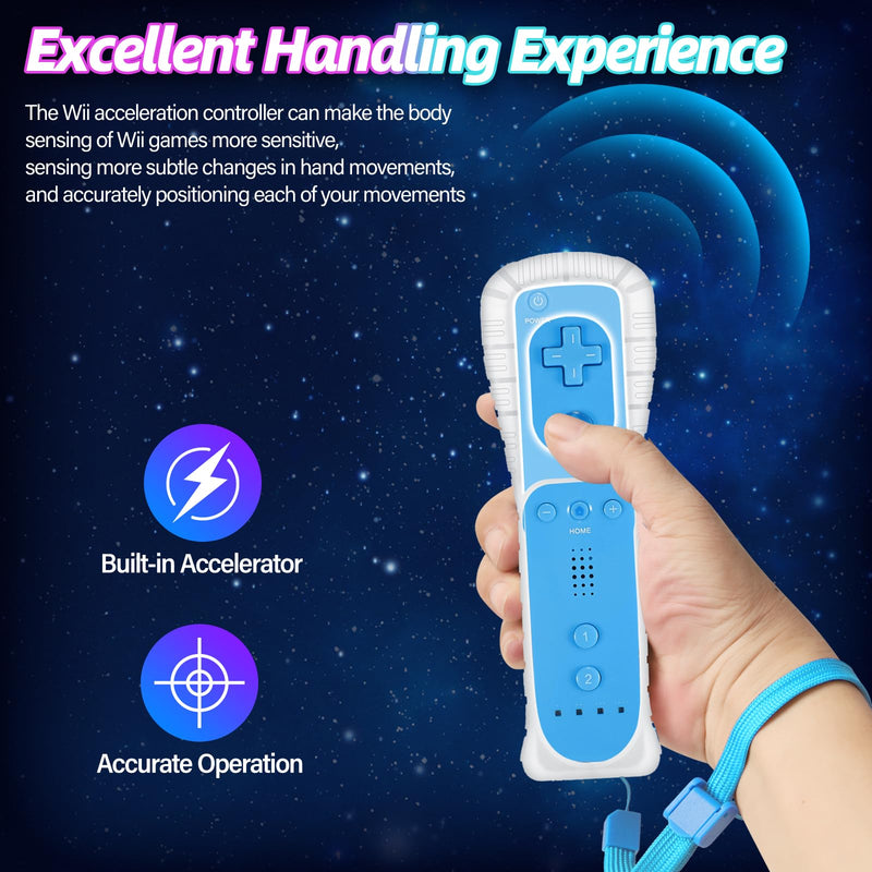[Australia - AusPower] - Wii Controller 2 Pack, Wii Remote Controller with Silicone Case and Wrist Strap Compatible for Wii/Wii U (Pink and Blue) Pink and Blue 