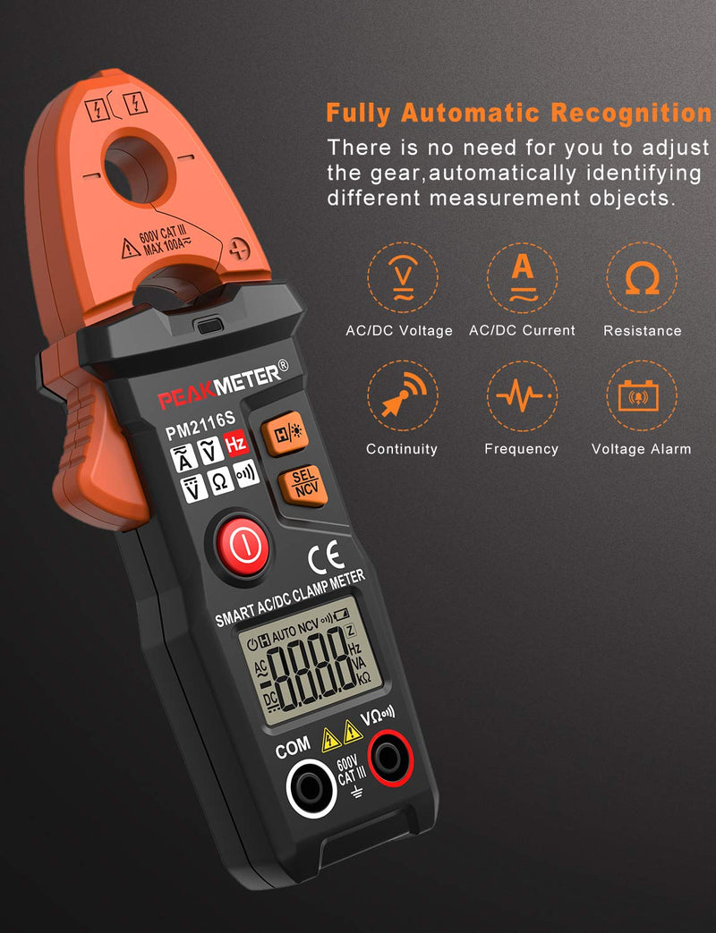 Full-Automatic Clamp Meter, TRMS 6000 Counts Multimeter with AC/DC Voltage & Current, Resistance, Continuity, Frequency, Detect; Auto-ranging Amp Volt Ohm Meter Voltage Tester with NCV