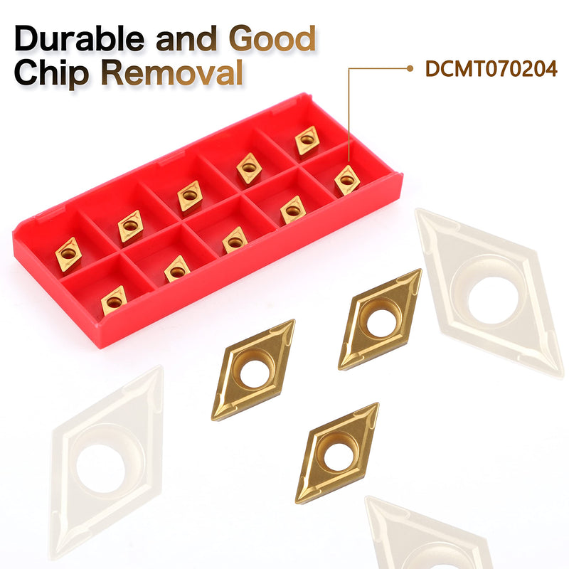 [Australia - AusPower] - Lathe Turning-Tool Bit Set 14pcs - 4pcs 1/2" Shank Threading Holder Boring Bars+10pcs Indexable Carbide Inserts DCMT070204 for Lathe Threading Tools 4pcs 1/2" Shank diameter holders+10pcs DCMT070204 