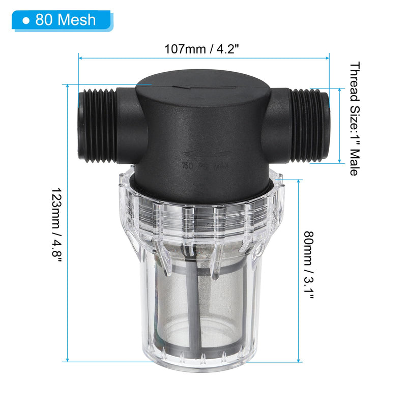 [Australia - AusPower] - PATIKIL 1 Inch Male in-Line Strainer with 80 Mesh Stainless Steel Filter Screen Water Pump Filter for Garden Irrigation Pressure Washer Inlet 
