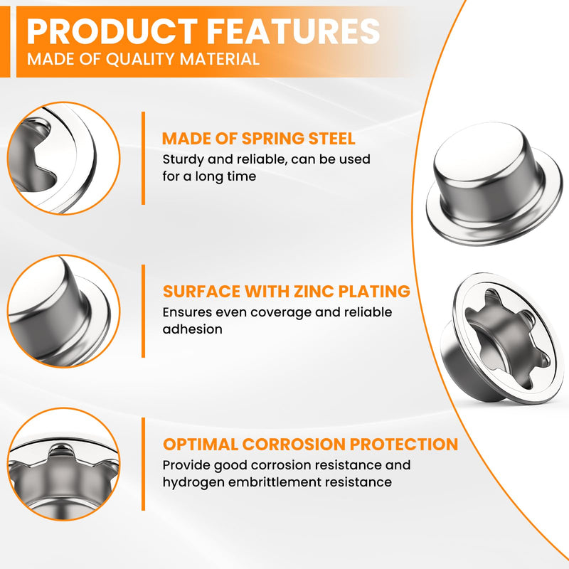 [Australia - AusPower] - 4 Piece Spring Steel Push on Pushnut Cap Stud 5/8 Inch Axle Pushnut Fastener with Zinc Mech Finish for Rolling Bins, Lawn Wagons and Hand Trucks 4 