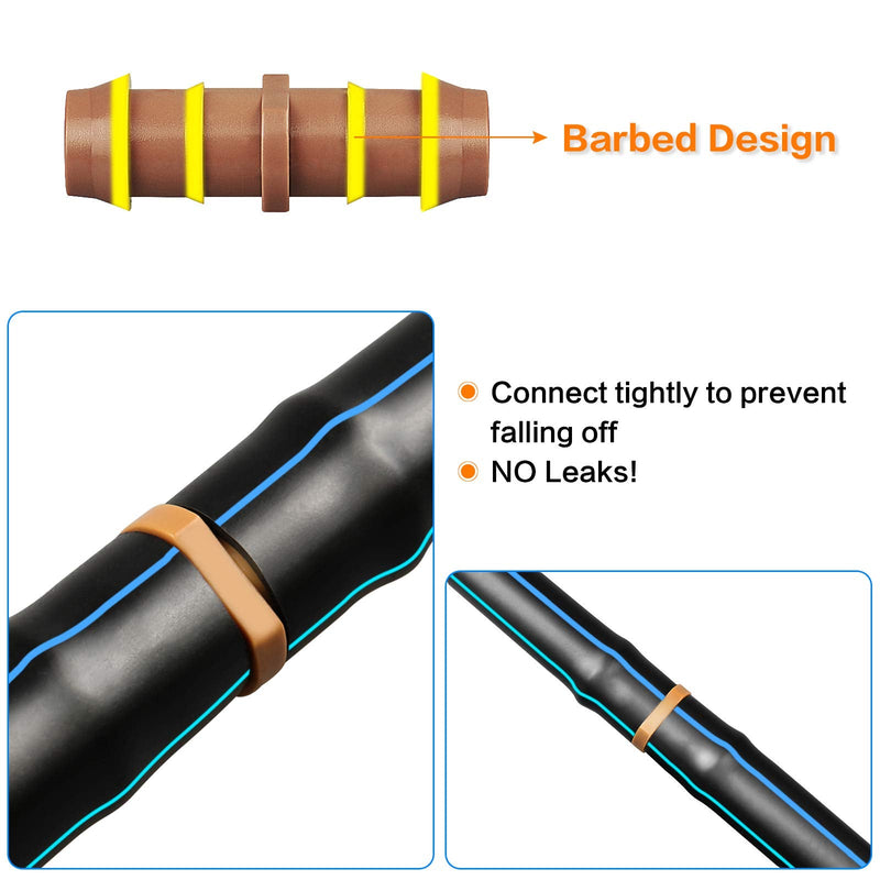 [Australia - AusPower] - 25 Pack Drip Irrigation Barbed Coupling Fittings (17mm) for 1/2" Drip Hose(0.600ID), Sprinkler Tubing Connector for Drip System 25 Pack Coupling 