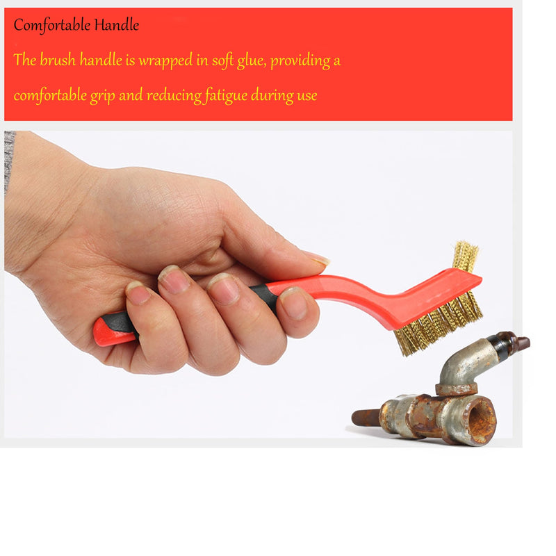 [Australia - AusPower] - 3Pcs Small Brass Wire Cleaning Brushes Set for Rust Removal in Holes 