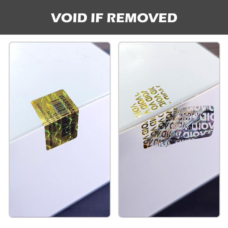 650pcs Hologram Tamper Evident Proof Stickers with Barcode,Security Labels Genuine Warranty Void Seal with Unique Serial Number(1.2 X 0.6 Inch Gold)