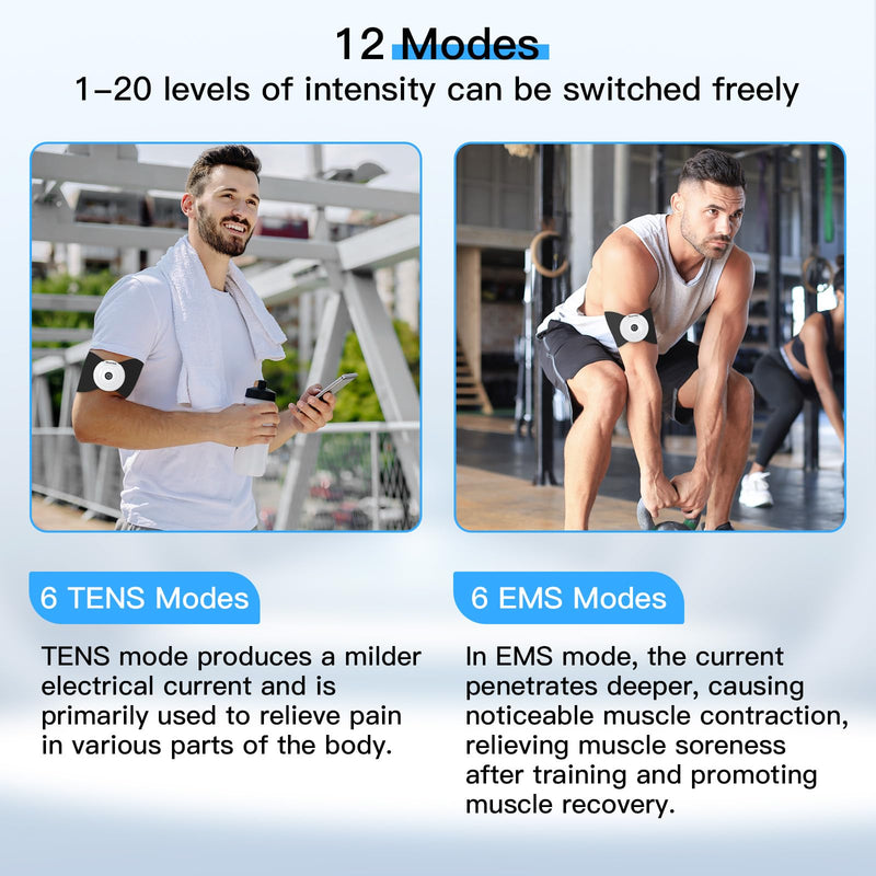 [Australia - AusPower] - Wireless TENS & EMS Unit Back Pain Relief Massager - APP Controlled Bluetooth EMS Muscle Stimulator Machine for Back Shoulder Leg Neck Pain Relief (Black) Black 