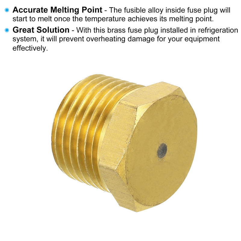 [Australia - AusPower] - PATIKIL 1/2" BSPT Brass Fuse Plug, 2 Pack Brass Fusible Melt Plug 265 Celsius Degree for HVAC Refrigeration System, Brass Tone 