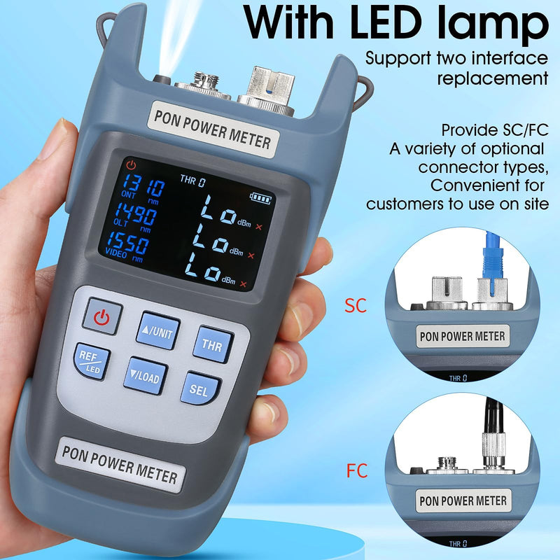[Australia - AusPower] - Fiber Optic PON Optical Power Meter A-330U SCUPC FCUPC Interface PON Network Tester 1310nm 1490nm 1550nm Fiber Network Tester PON Optical Power Meter Testing Tool 