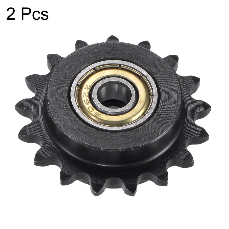 [Australia - AusPower] - uxcell #25 Roller Chain Idler Sprocket, 6mm Bore 1/4" Pitch 17 Tooth Sprocket Tensioner, C45 Carbon Steel 25 Roller Chain Sprocket with Bearing for ISO 04C Chain, 2Pcs 37mmx6mm 