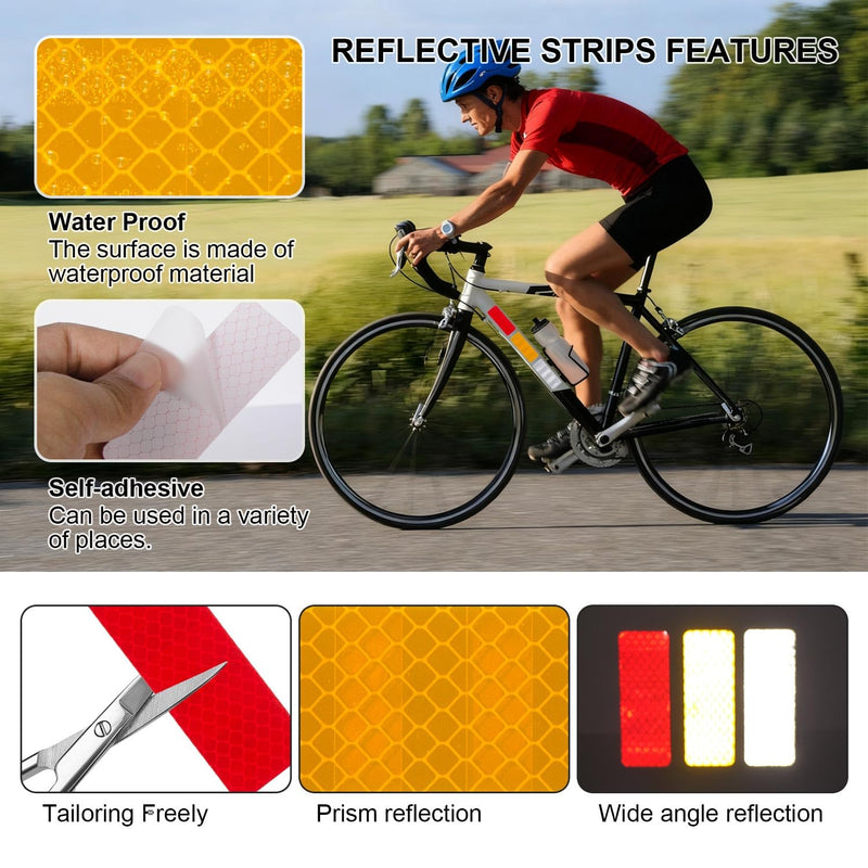 50 Pcs Reflective Safety Stickers, High Visibility Waterproof Tape Strips for Car, Motorcycle, Bike, Helmet, Mailbox, Bag, 1.18 x 3.15 Inch (50, Red/Silver/Blue/Yellow/Green) 50