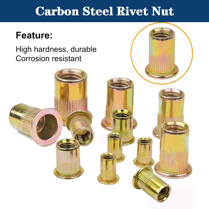 [Australia - AusPower] - Rivet Nut 1/2"-13 UNC 20Pcs Yellow Zinc Plated Finish Flat Head Rivnut Threaded Insert Nut Knurled Body (Yellow 1/2"-13) 