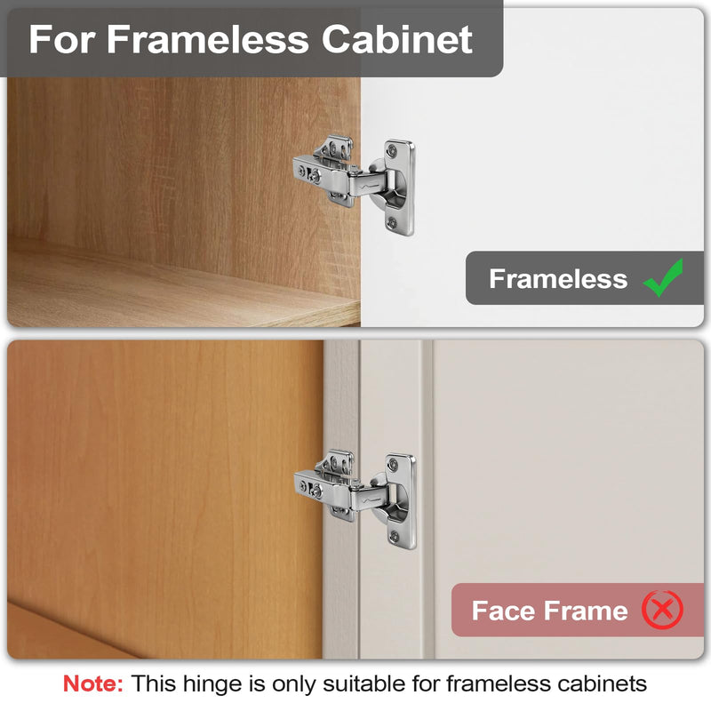 10 Pcs 26mm Frameless Soft Close Cabinet Hinge 90 Degree Full Overlay Kitchen Door Hinge Concealed Kitchen Cupboard Hinges Cupboard Door Hinges with Screws 10