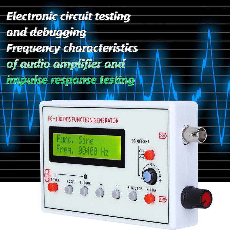 FG-100 DDS Function Generator Sine Frequency 1HZ-500KHz Counter Signal Source Generator Meter, Waveform Generator, Function Signal Generator