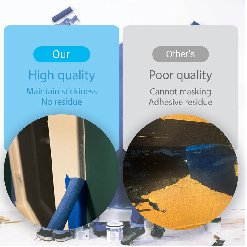 Blue Painters Tape 1rolls,4Inch x 60Yards,Blue Masking Tape,Paint Tape for Wall Painting,DIY Crafts Arts,Painter's,Decoration Labeling,No Residue, Easy Removal Blue 4 inch x 60 yards