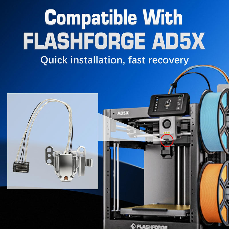 for Flashforge AD5X Hotend Heating Assembly Kit Includes Heating Wire, thermistor Temperature Sensor Element, Metal Heating Base and Fixing clamp with 4 Fixing Screws. for Flashforge 3D Printer Parts