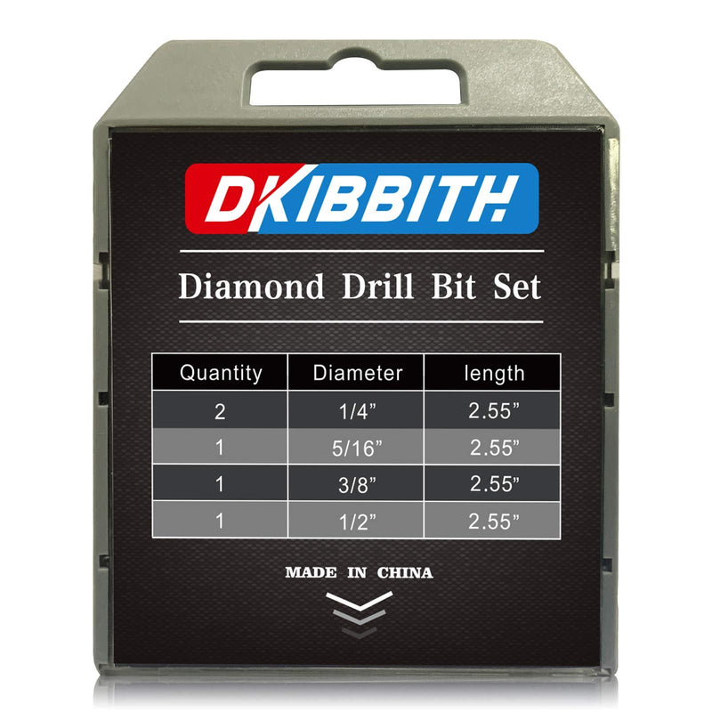 [Australia - AusPower] - Dry Diamond Drill Bits Set, 5 Pcs Tile Drill Bits for Porcelain, Ceramic, Granite, Marble, Stone, Glass Hard Materials, Round Shank 1/4", 5/16", 3/8", 1/2" Drill Bits, with Storage Case 5 Pcs Diamond Bits 
