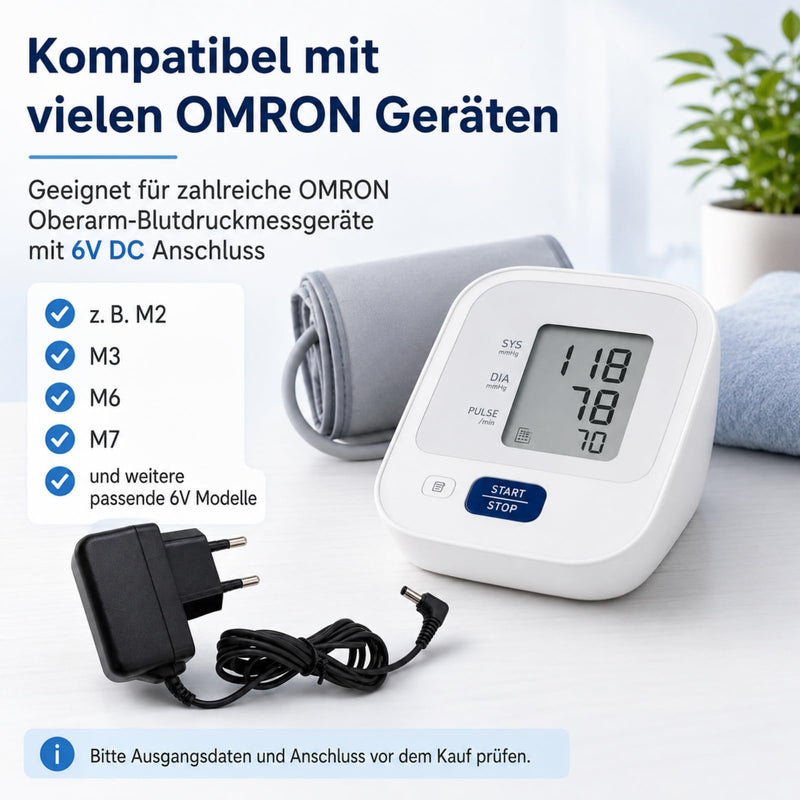 6V 700mA Power Supply for Blood Pressure Monitor, AC/DC Replacement Power Adapter Compatible with Omron Hem U J L Series, EU Plug Charger for Electronic Upper Arm Blood Pressure Monitors