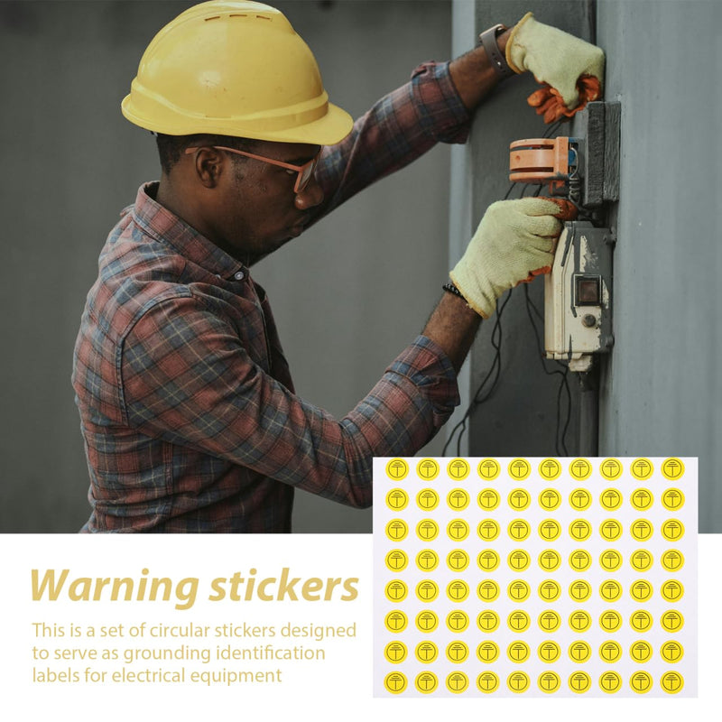 STOBAZA 800 Pcs Grounding Symbol Stickers Electrical Warning Labels Durable Protective Ground Warning Decals for Industrial Machinery Safety