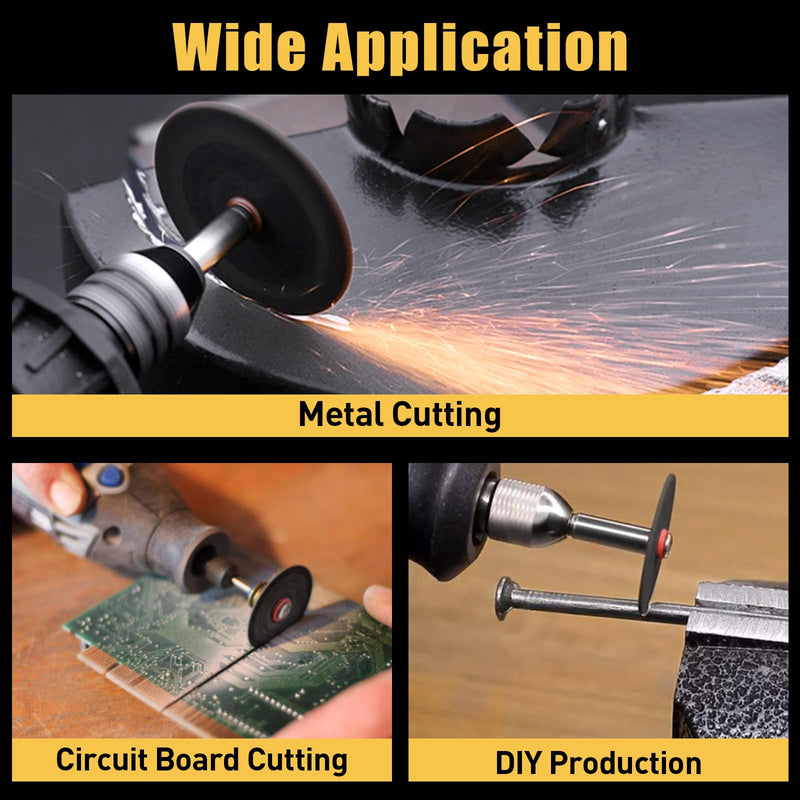 [Australia - AusPower] - Pack of 60 Cutting Discs for Dremel, Mini Metal Cutting Discs, Rotary Tool Accessories, Cutting Wheels with 8 Pieces 3 mm Mandrel 