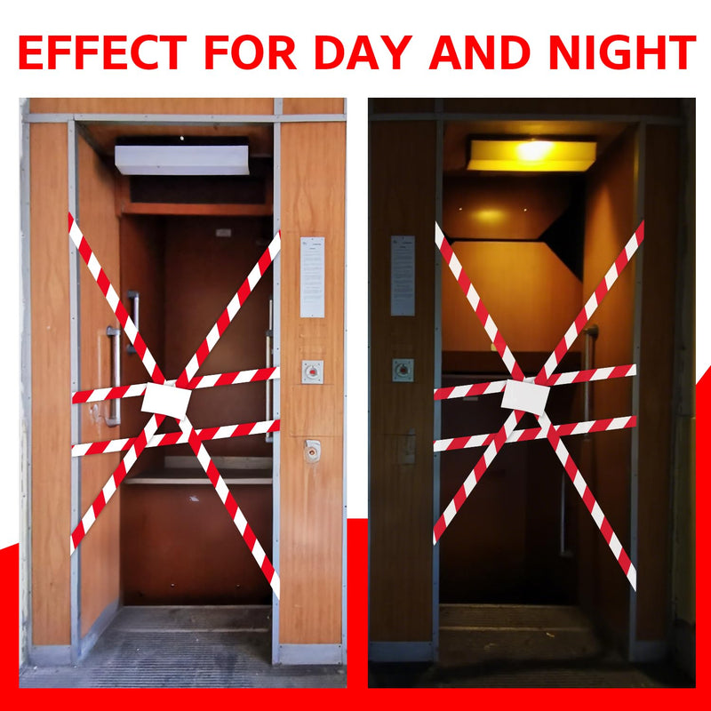 2 Inch x 108 Ft Red & White Caution Floor Tape - Safety Warning Hazard Tape Roll - Strong Adhesive Waterproof High Visibility Stripe Tapes - Ideal for Marking, Garage, Construction, Warehouse 2 Inch x 108 Ft Red & White Caution Tape