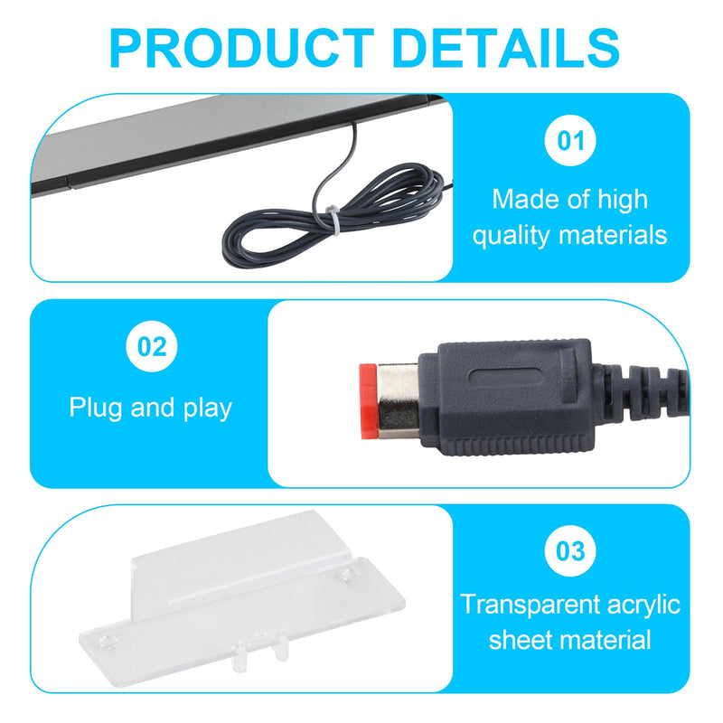 Sensor Strip for Wii, Wired Infrared Sensor Bar for Wii U, Compatible with Nintendo Wii & Wii U, with 2M USB Port and Stand, Plug and Play