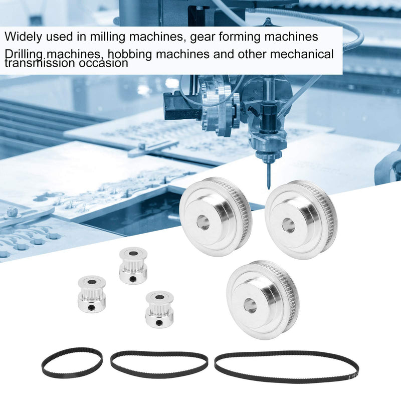 [Australia - AusPower] - 2GT Synchronous Wheel, 6PCS Set 20&60 Teeth Synchronous Wheel 8mm Bore Aluminum Timing Pulley with Width 6mm Length 200/280/400/mm Timing Belt 
