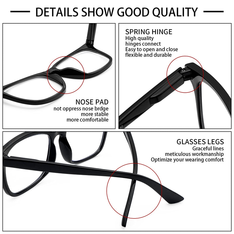 [Australia - AusPower] - VIDEBLA 5 Pack Blue Light Blocking Reading Glasses,Spring Hinge Readers for Women Men,Anti UV Ray Filter Nerd Eyeglasses Mix 1.5 x 