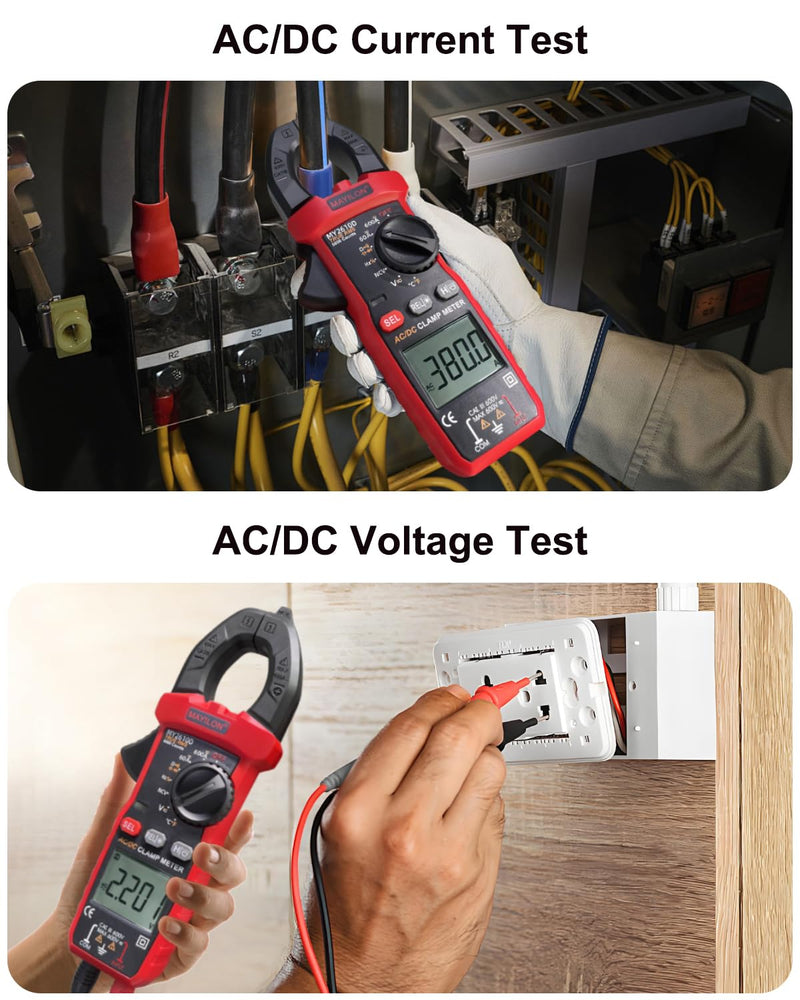 [Australia - AusPower] - Digital Clamp Meter, Multimeter TRMS 6000 Counts Amp Volt Meter Auto-ranging Measures AC/DC Voltage, AC/DC Current Capacitance NCV Frequency Live Wire Resistance Diode Temperature Continuity MY2610D 